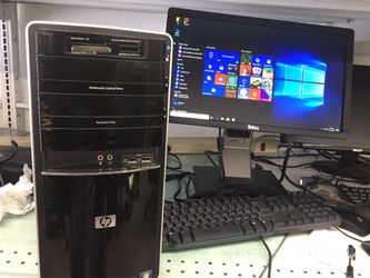 Complete hp desktop computer, AMD phenom 11. X4 cpu 2.9ghz 750gb win 10 19” monitor