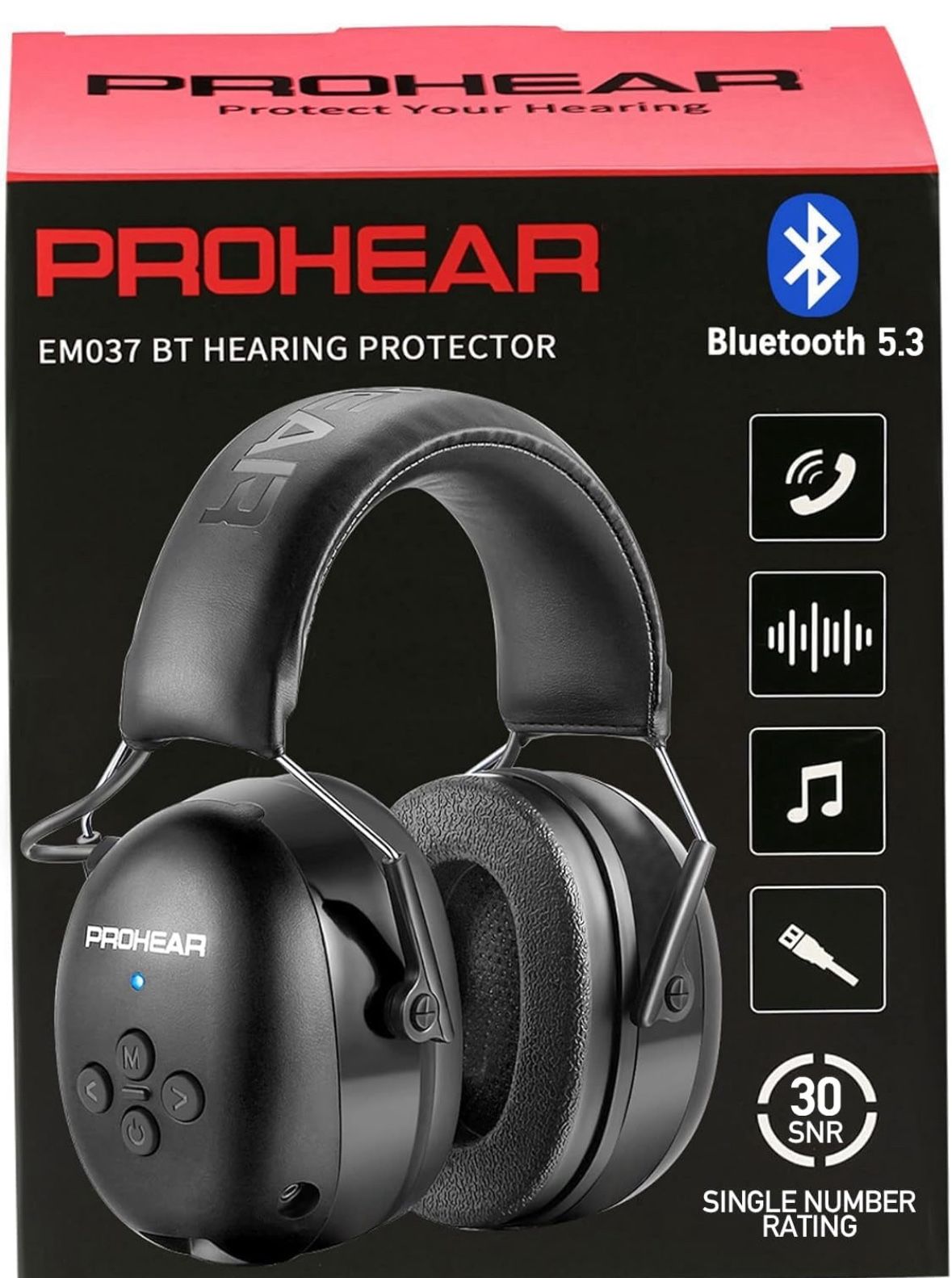 PROHEAR 037 Bluetooth 5.3 Hearing Protection Headphones New