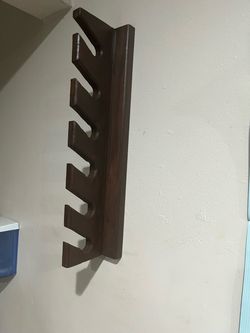 Dark Wood Wall-Mounted Cap Rack