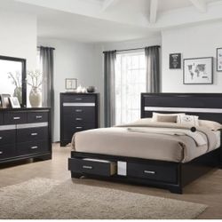 4 PC SET  1 QB+ 1 DR + 1 MR + 1 NS +  NEW IN BOX (MATTRESS AND CHEST SOLD SEPARATELY)