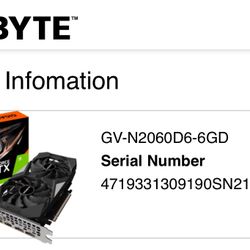 GeForce RTX 2060 6gb Graphics Card 