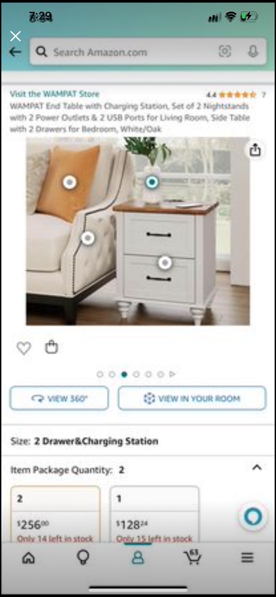 Wampat | End Table Kit With Charging Station NWT