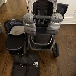 UPPAbaby Vista Stroller + Bassinet + Travel Bag + Hand Warmers + Winter Bunting