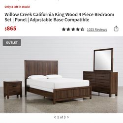 Living Spaces California King Bedroom Set PLUS Brooklyn Bedding Mattress