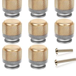 Ripeng 8 Pack Gold Cabinet Knob Drawer Knob Knurled Kitchen Cabinet Knobs Aluminum Knobs for Cabinet Handles Cupboard Dresser Drawer Pull(Gold Gray)