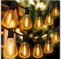 Outdoor String Lights 120FT with 60+5 Spare ST38 Vintage Bulbs, Shatterproof Connectable Patio Lights, 2200K Warm White Waterproof Outside Hanging Lig