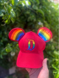 Disney Pride Mickey Mouse Red Rainbow Adjustable Hat - Brand New!
