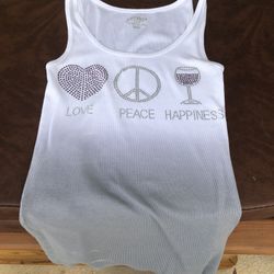 Love Peace And Wine Happiness T Shirt Womans Medium New