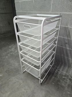 White 5-Tier Mesh Storage Cart