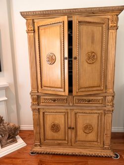 Hand carved Armoire - 54” wide × 27” deep × 84½” high