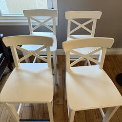 4 White Bar Stools