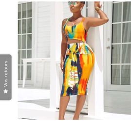 Strappy Crop Top and Skirt Set
