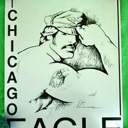 Vintage Tom of Finland–style illustration promoting the Chicago Eagle, 