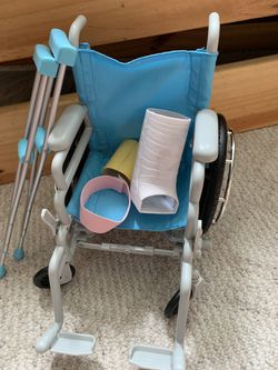 Doll Wheelchair and Crutch Set Fits American Girl Dolls!