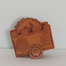 Costa Rico Brown Leather Coasters With Leather Cart Case