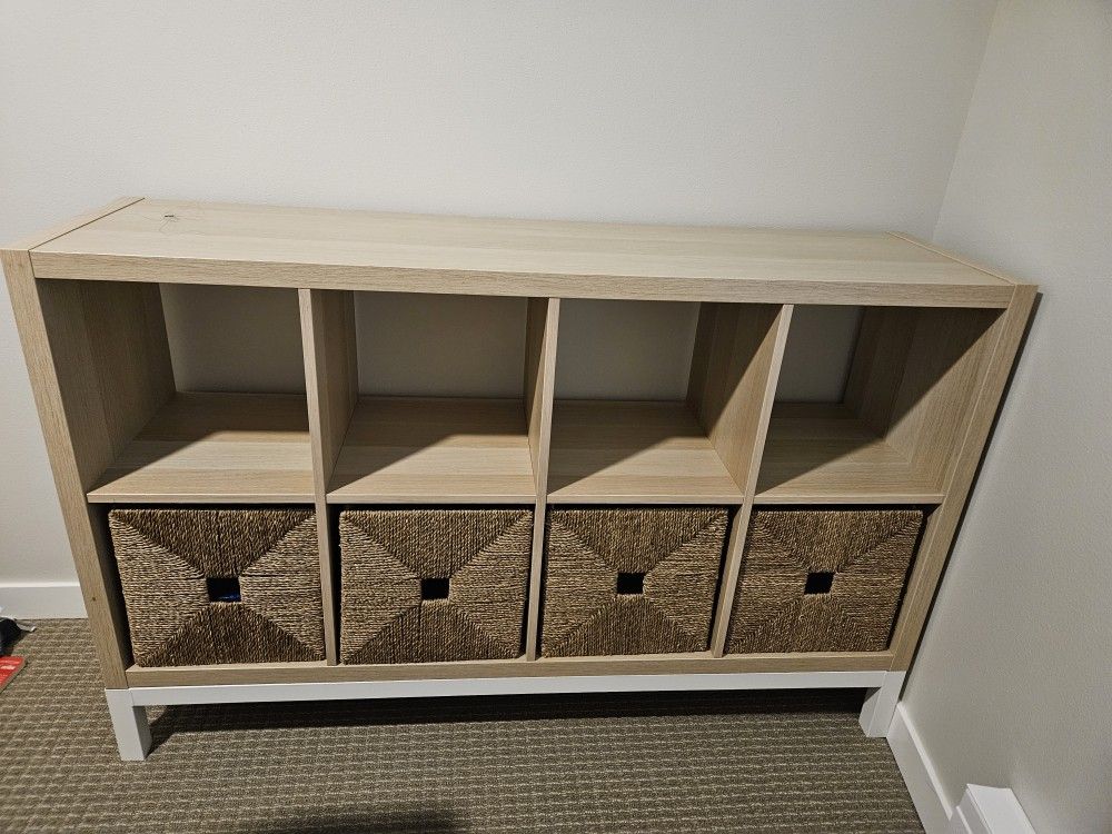 Ikea shelving unit with underframe and 4 basket  