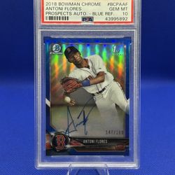 Antoni Flores Bowman Chrome Blue Refractor Auto /150 – PSA 10 Gem Mint 🚀 