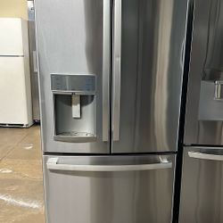 OPEN BOX GE FRENCH STYLE REFRIGERATOR STAINLESS STEEL 