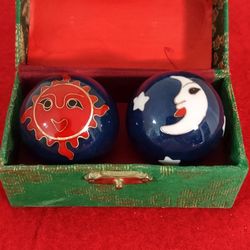 Traditional Iron Baoding Ball Red Sun- White Moon  in Box Original.