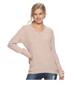 Pink Sweater Lace Up Back S Small NEW V Neck