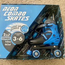 Neon Combo Skates With Light Up Wheels - Adjustable Size 3-6