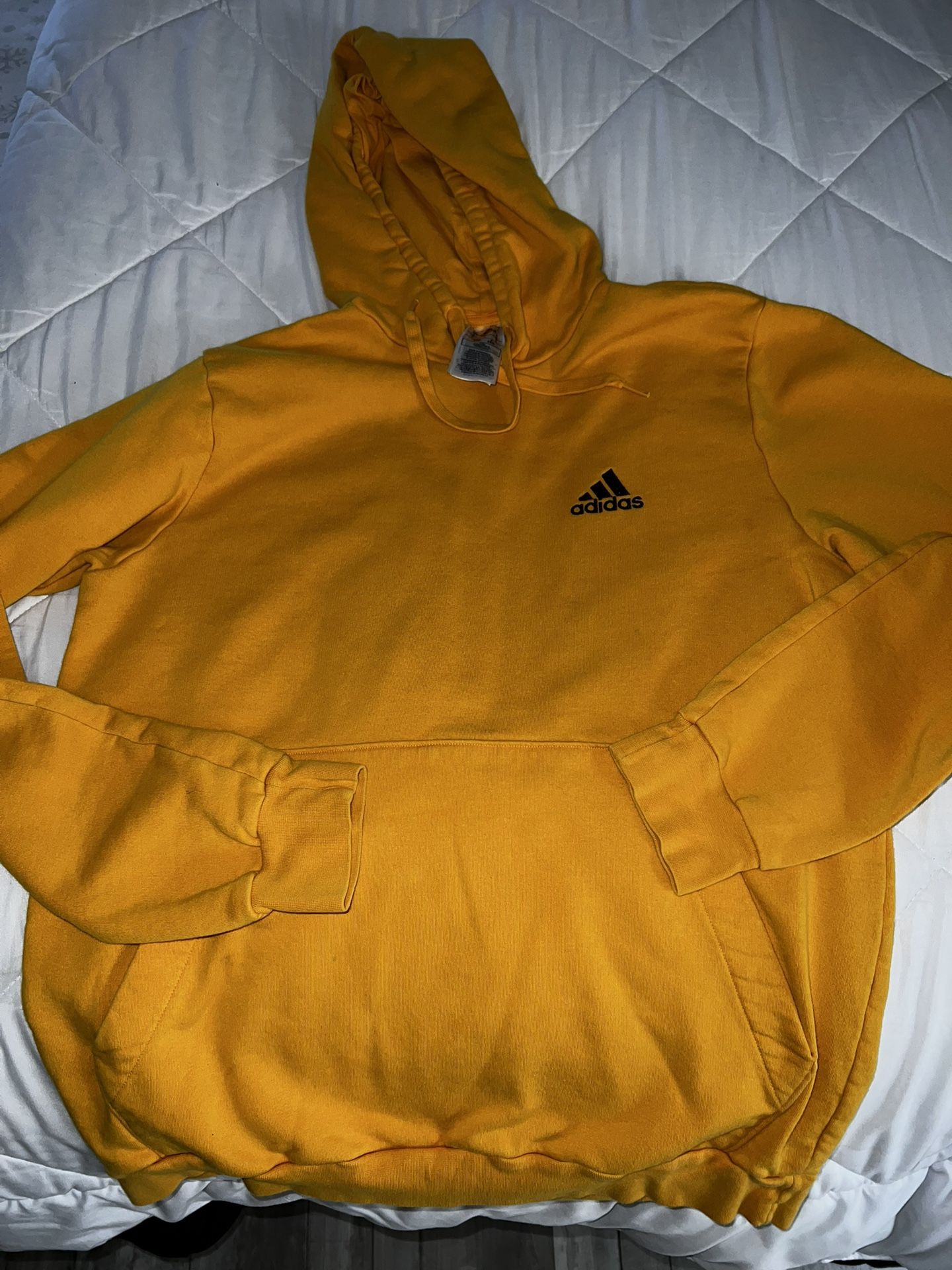 Mens size large yellow adidas hoodie sweatshirt