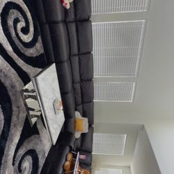 Brown Leather Sofa Sectional with Cup Holder Included Marble coffee Table