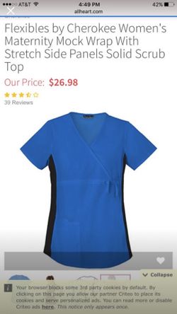 Maternity scrubs. Royal Blue. Very comfortable.