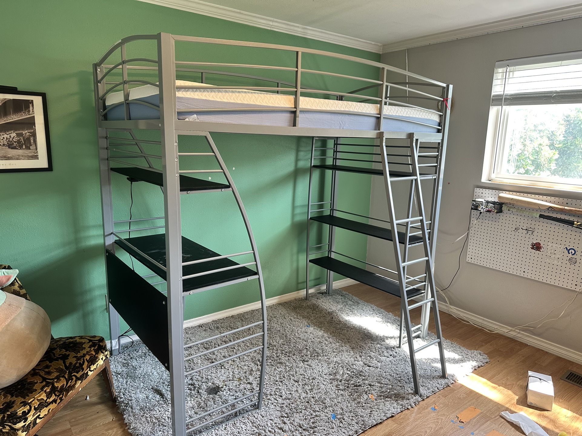 Loft Bed With Desk And Shelves (Twin)
