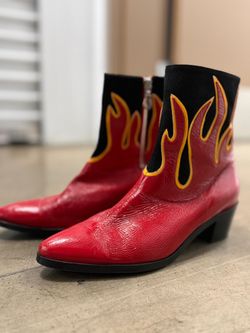 Boots - Red Flame/ Leather Ankle Boots - EXCELLENT CONDITION!