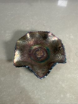 Carnival Glass Ruffled Edge Bowl