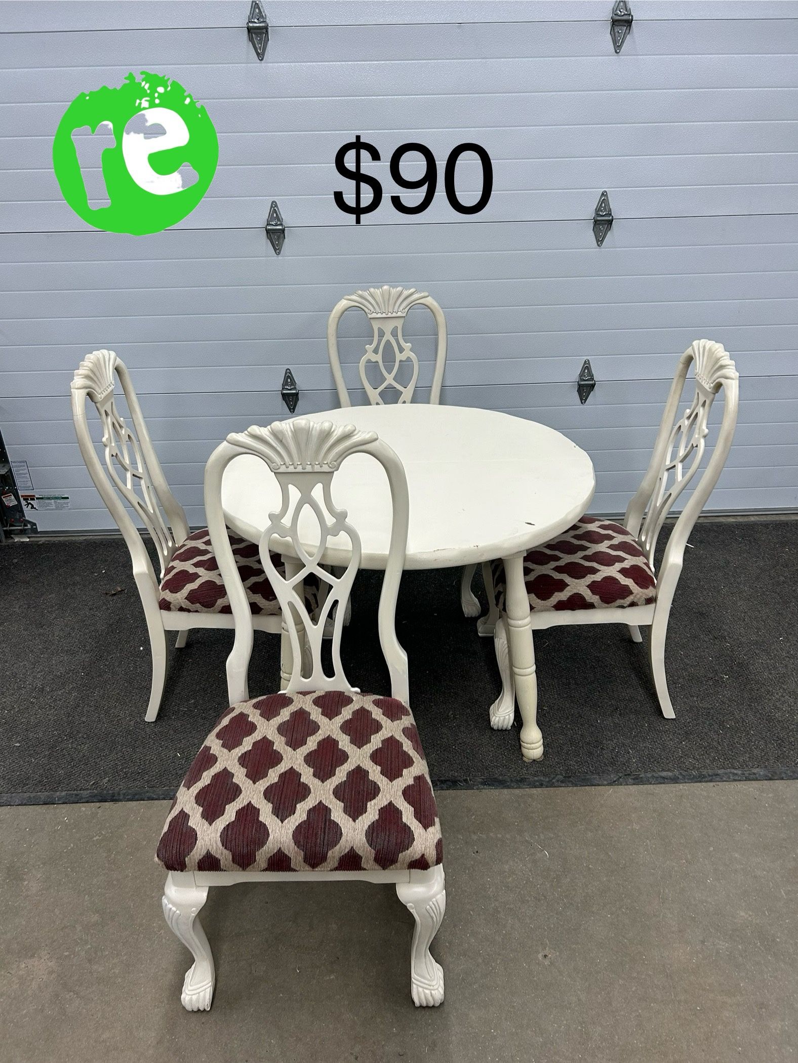 White Kitchen Table with 4 Chairs