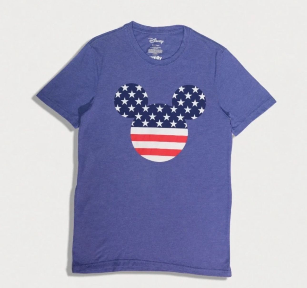 MEN BLUE DISNEY AMERICAN FLAG PRINT MICKEY MOUSE T-SHIRT - SIZE L