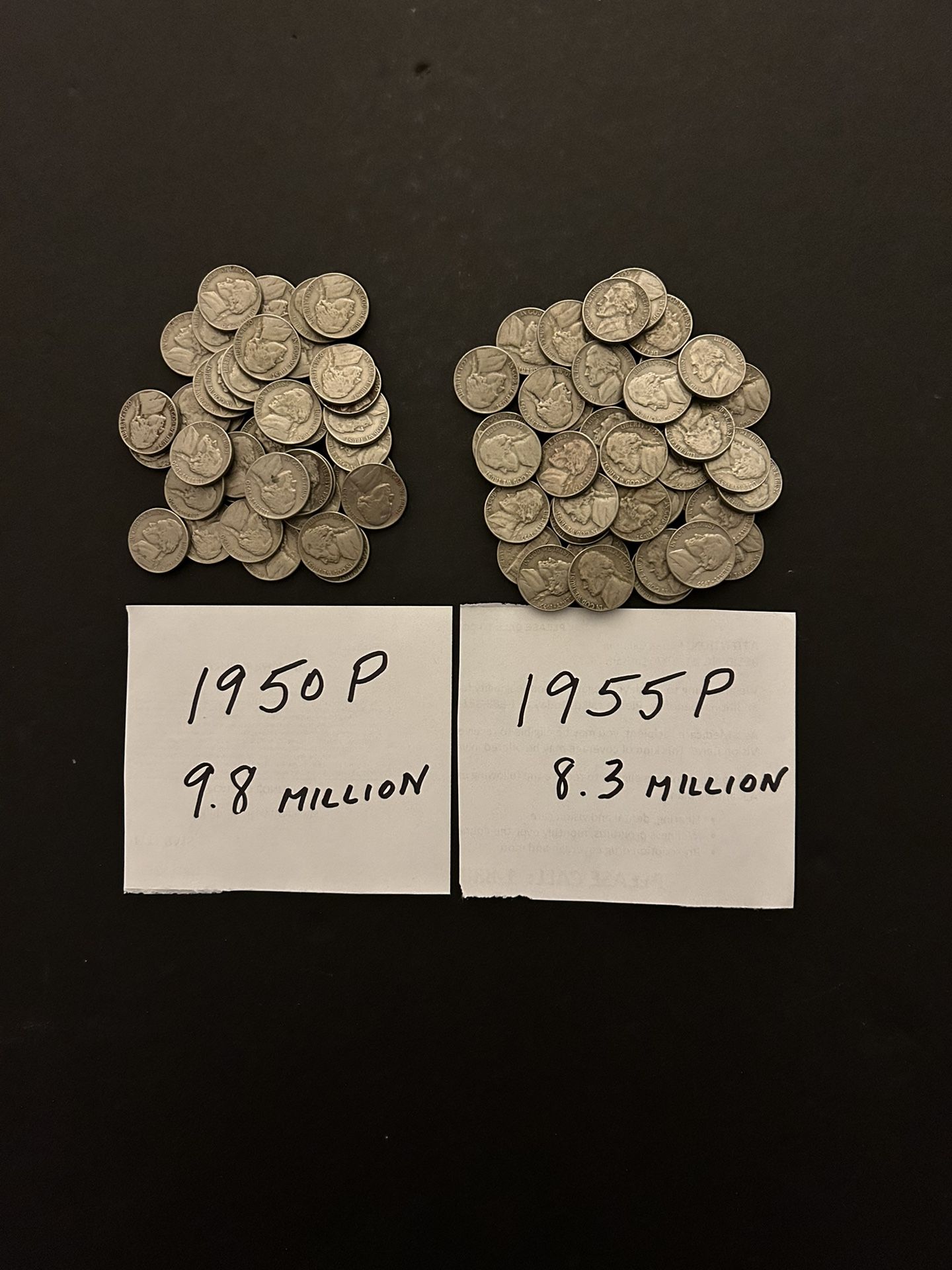 Coins – Jefferson Nickels – 1950P 40 Coins and 1955P 40 Coins -  total 80 coins