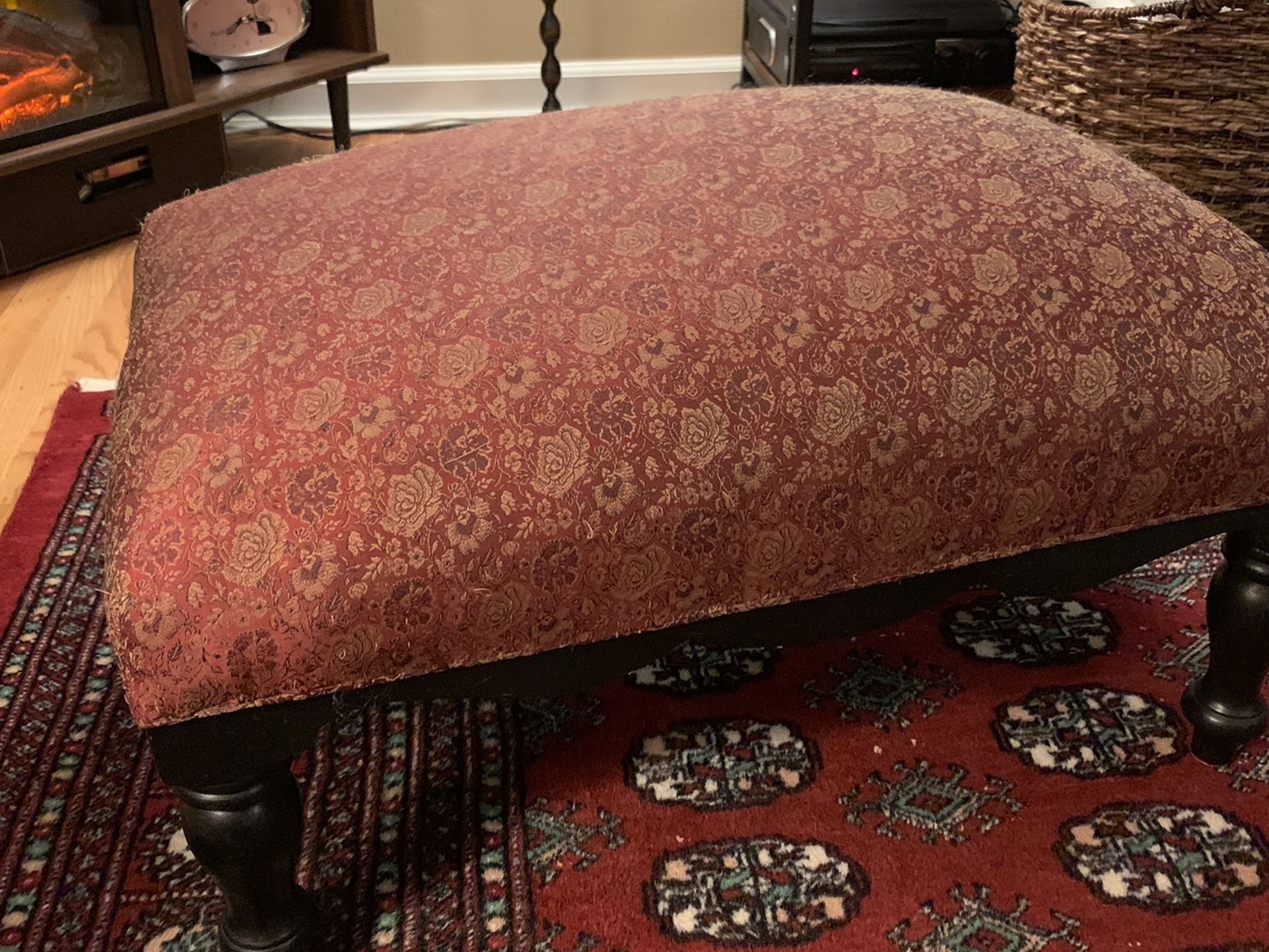 Red Flowered Ottoman
