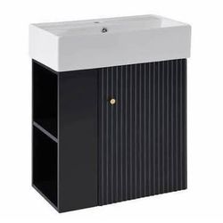 Assembled New 22” Modern Floating Bathroom Vanity with Ceramic Basin Black