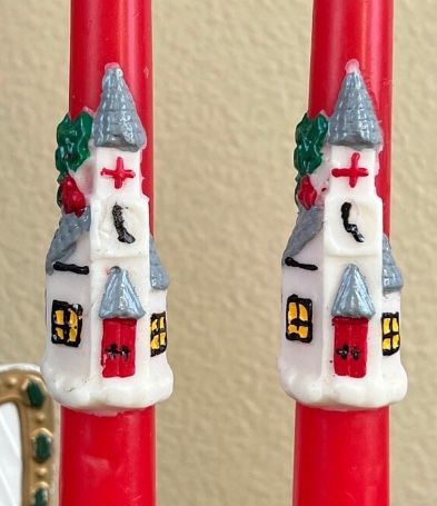 Vintage Christmas Church Tapered Candlesticks, by Robert Alan