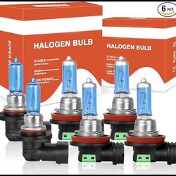 Value Pack, 6pcs, 9005+ H11+H11 High Performance Halogen Headlight Bulbs: High & Low Beams