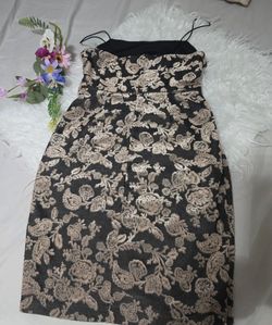 Black Floral Jacquard Spaghetti Strap Dress