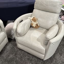 2 Leather Electric Swivel Rocker Recliners 