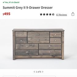 Summit Grey II 9-Drawer Dresser