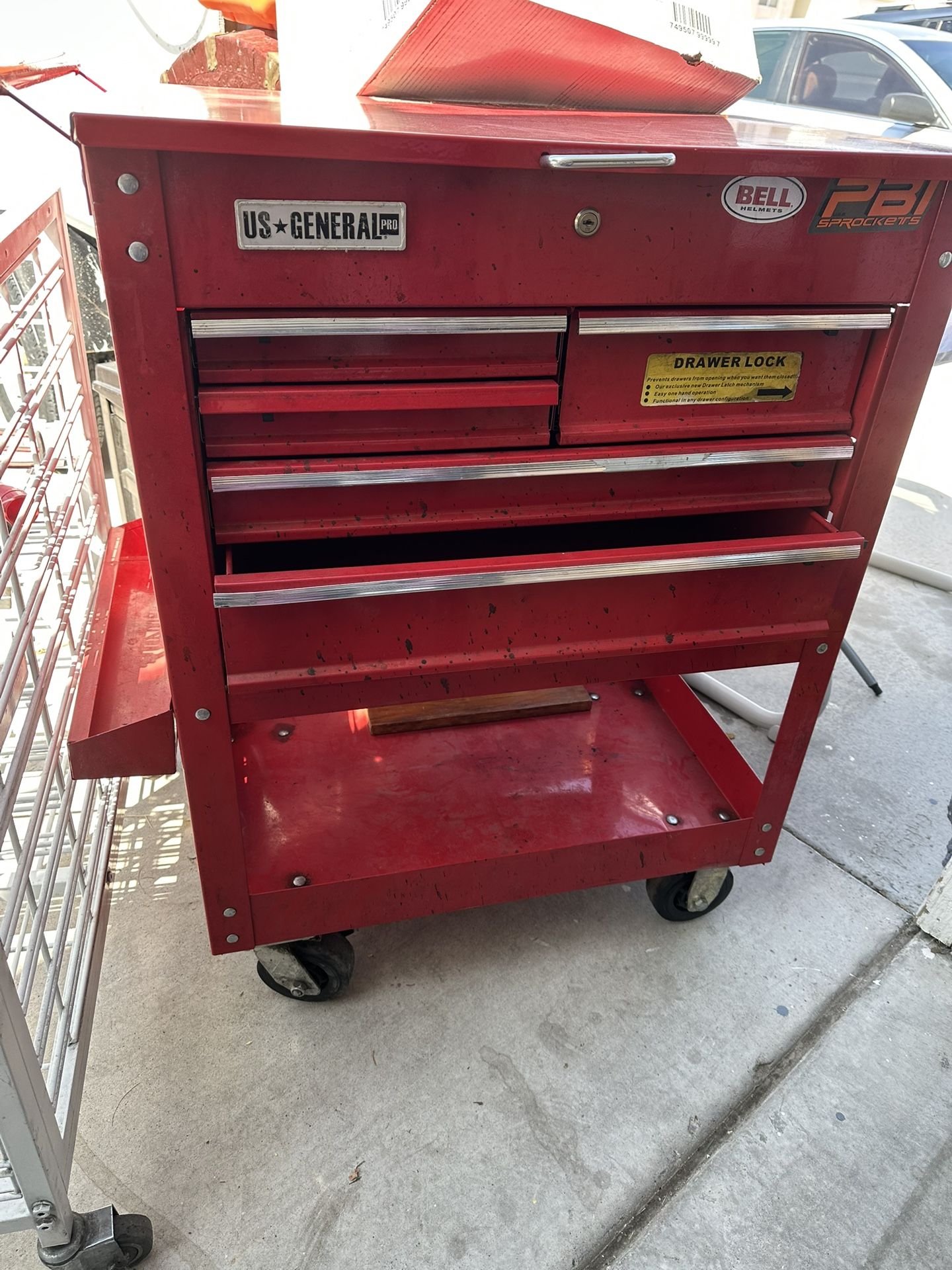 U.S. GENERAL 30 in., 5-Drawer Mechanics Cart, Red