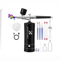 AKALLIBRE Airbrush Kit with Compressor, 48PSI High-Pressure Non-Clogging Airbrush Gun with 0.2/0.3/0