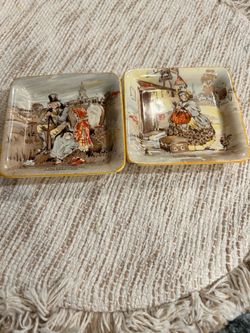 Vintage New Hall Hanley Staffordshire England Dickens Ashtray Set of 2