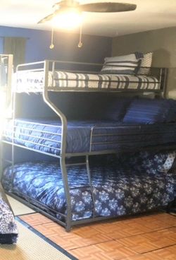 Metal Triple Bunk Bed Frame Twin over Full over Queen