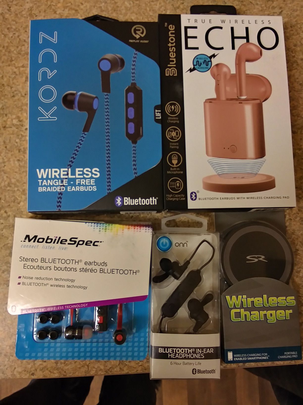 4 Bluetooth headphones and wireless charger