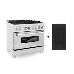 ZLINE 36 in. 4.6 cu. ft. Legacy Dual Fuel Range with 6 Burner Gas Cooktop and Electric Convection Oven in Satin Stainless Steel with Griddle