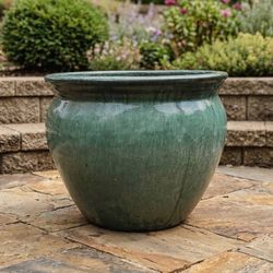 Oversized Emerald Glaze Statement Garden Planter