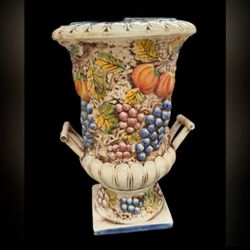 Antique 20th Century Hand Painted Italy  Urn 16in 