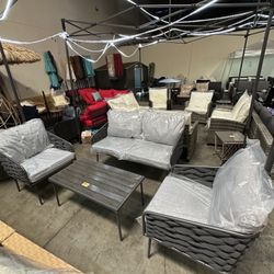 New 4 PCs Wicker Patio Furniture Set Chair Sofa Table